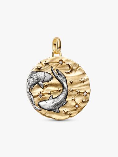 Charm Medalhão extragrande do Zodíaco do signo de Peixes