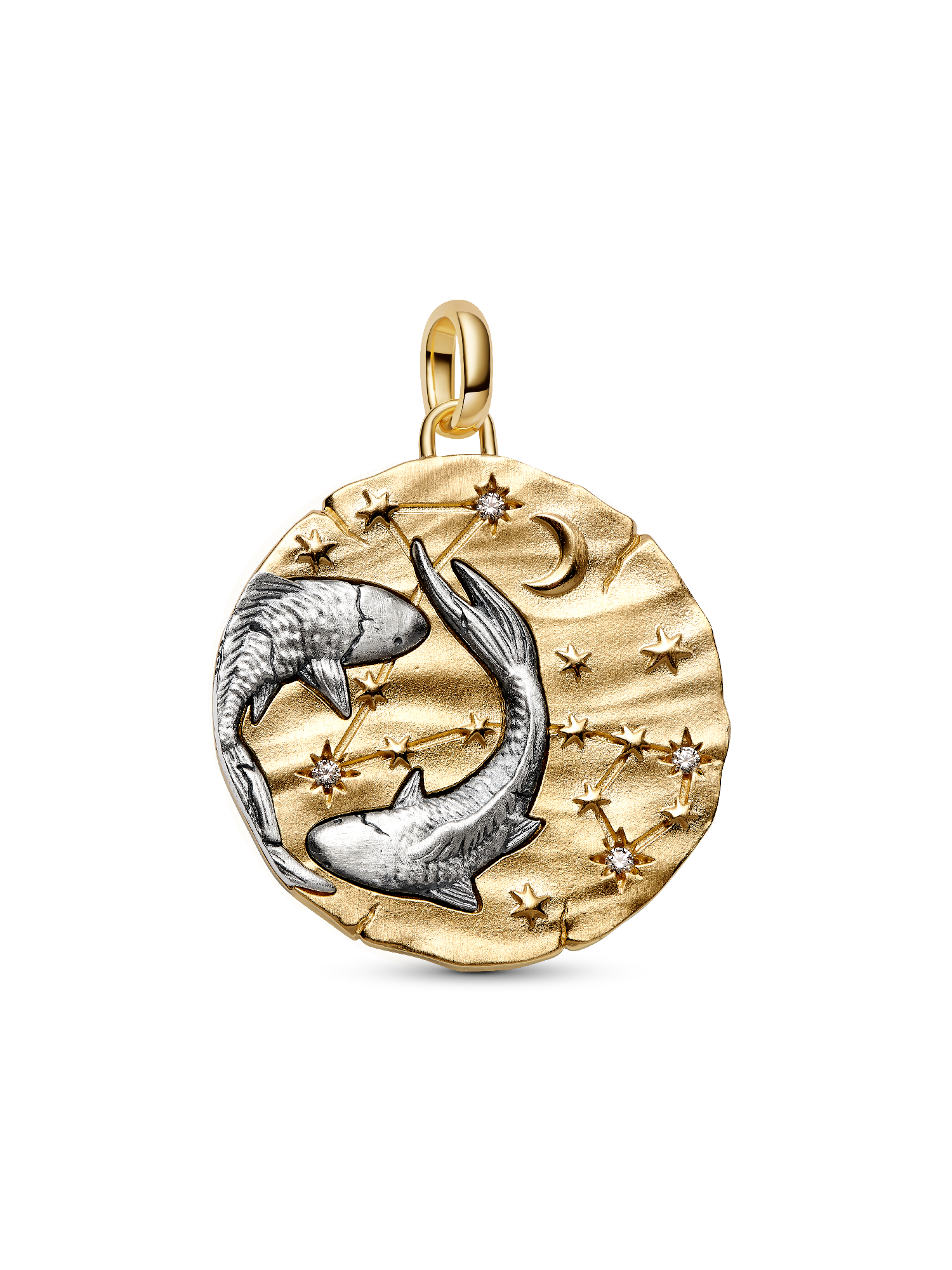 Charm Medalhão extragrande do Zodíaco do signo de Peixes