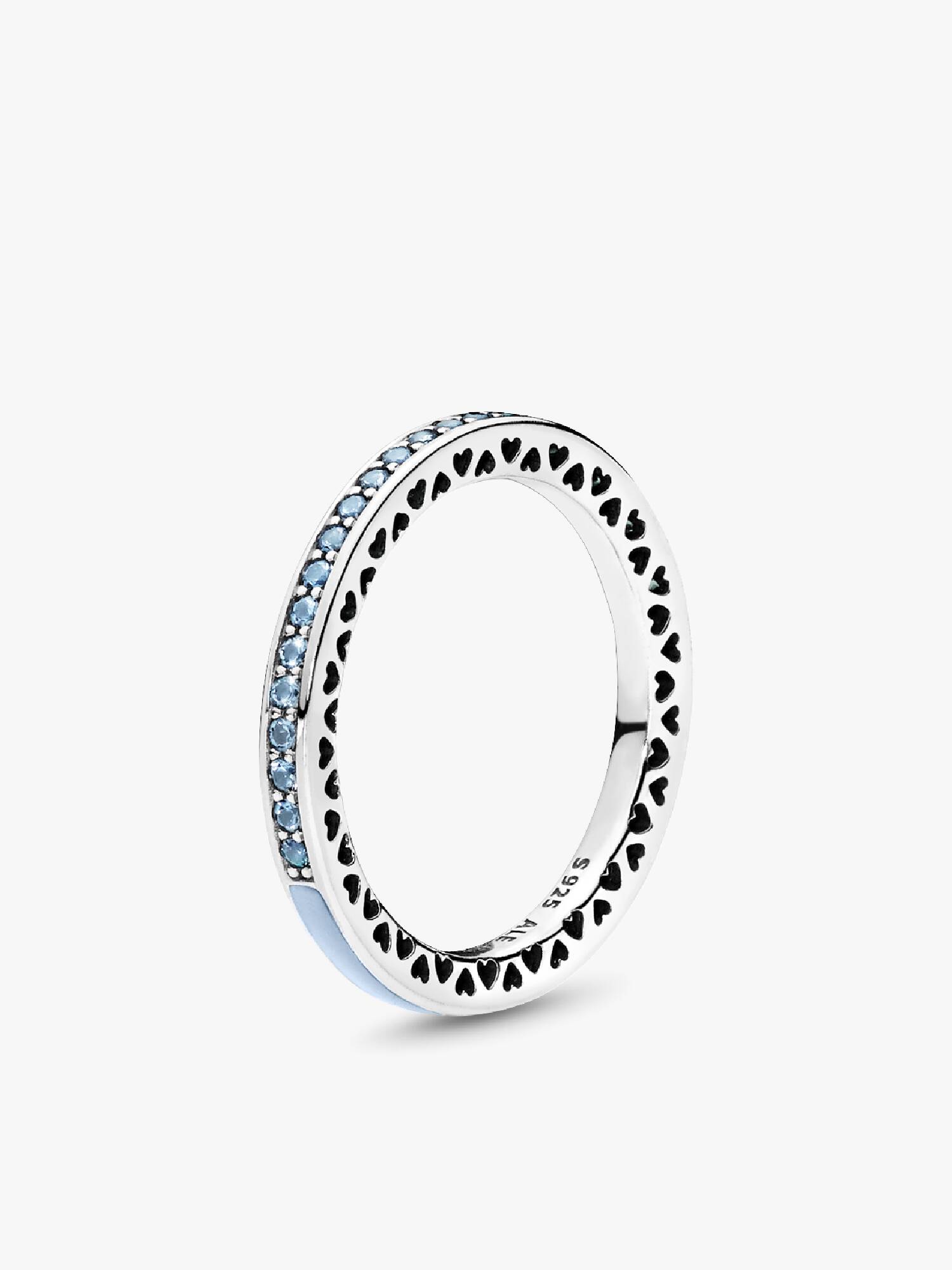 Silver ring with sky blue synthetic spinel and blue enamel