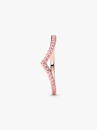 Anel Chevron Desejo Brilhante Rosa