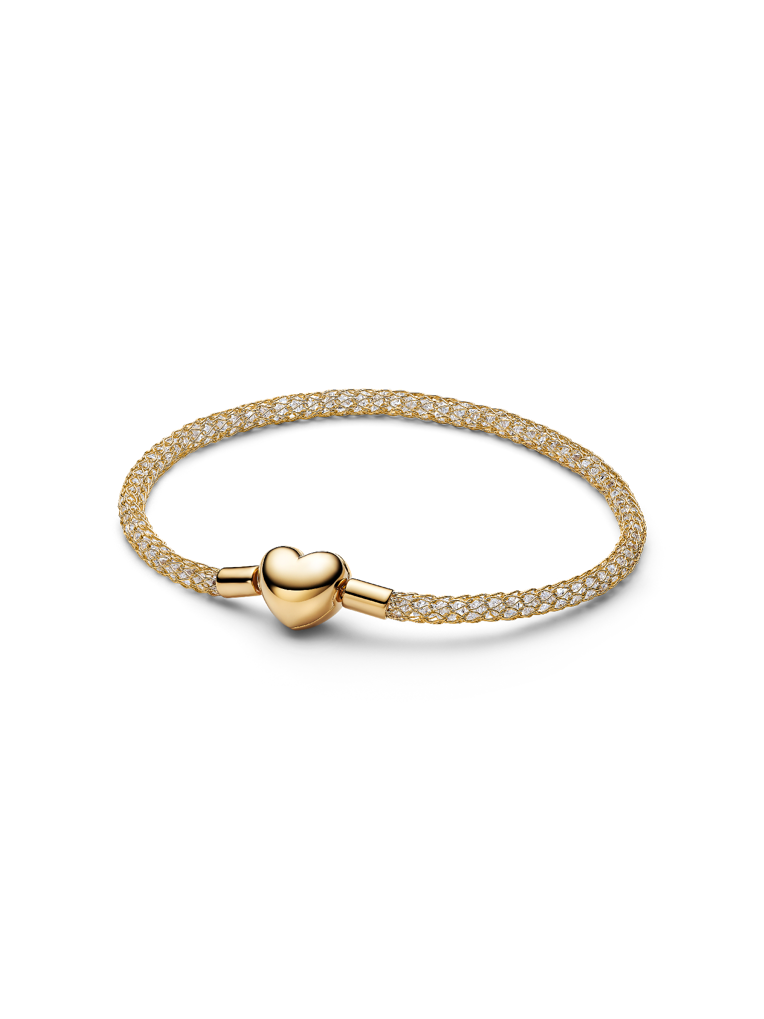 Pulseira de Malha Brilhante com Fecho de Coração 