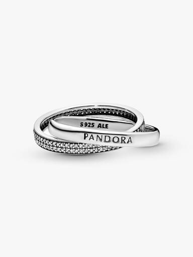 Silver ring with clear cubic zirconia