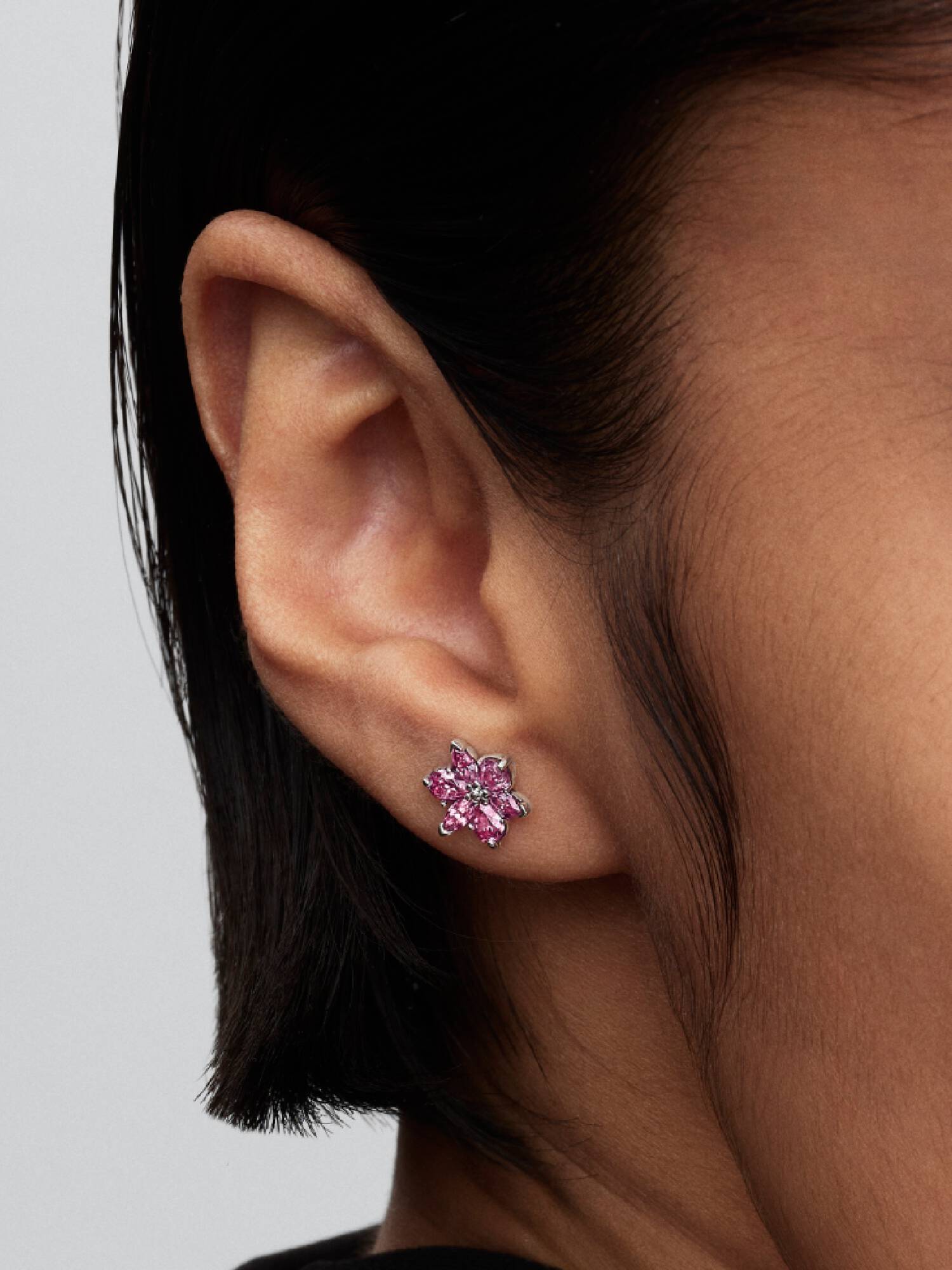 Brincos Riqueza Botânica Rosa Brilhante