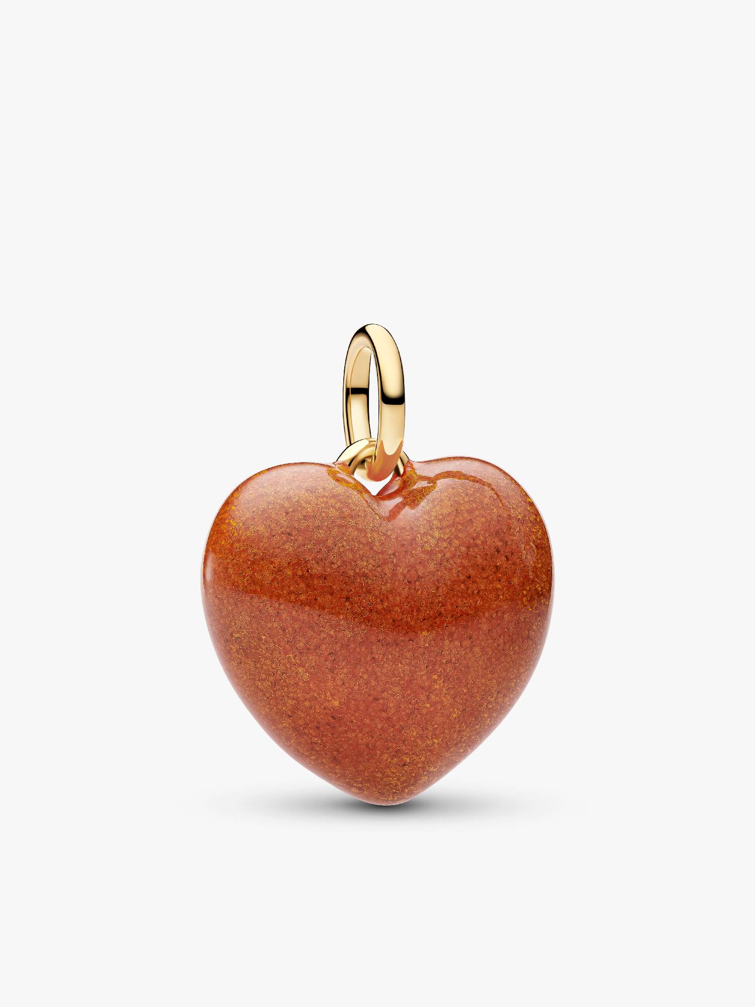 Charm Pendente de Coração Curvo Laranja