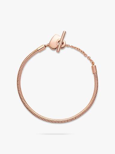 Pulseira Corrente Snake com Fecho em T e Coração