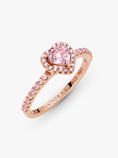 Anel Coração Rosa Elevado