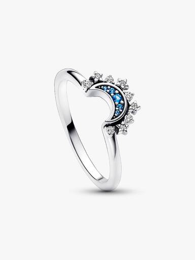 Anel Lua Brilhante Azul Celestial