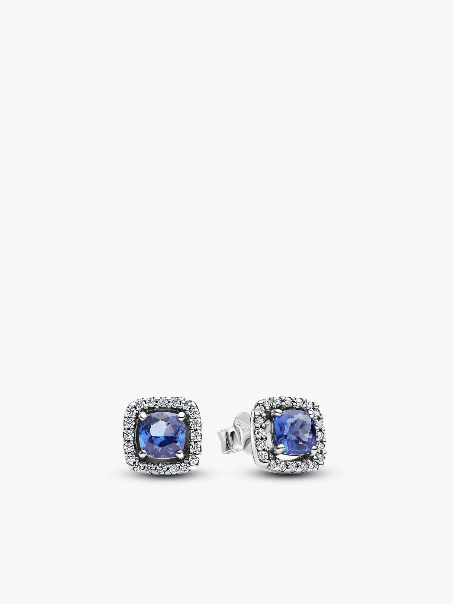 Brincos Halo Quadrado Azul Brilhante Delicado