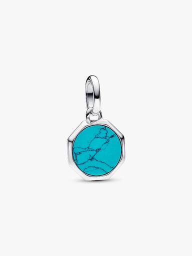 Mini Charm Medalhão Gravável Turquesa