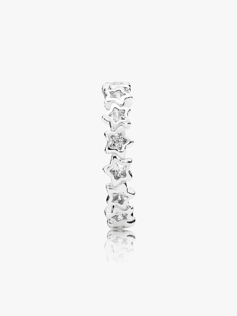 Star silver ring with clear cubic zirconia