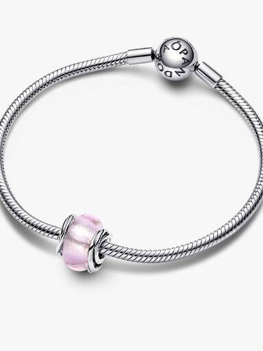 Charm de Vidro de Murano Rosa Circulado