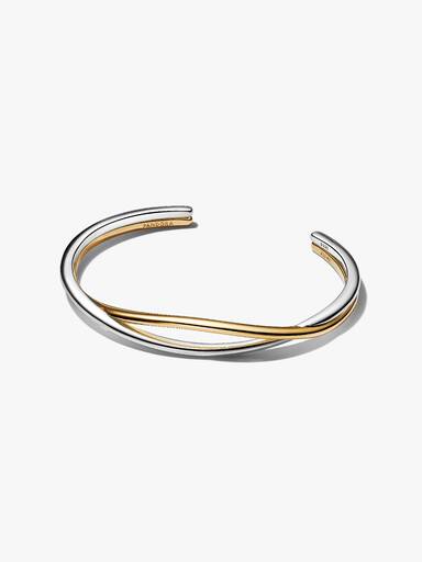 Braceletee Rígido Aberto Entrelazado de dos Tonos