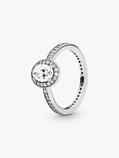 Silver ring with clear cubic zirconia