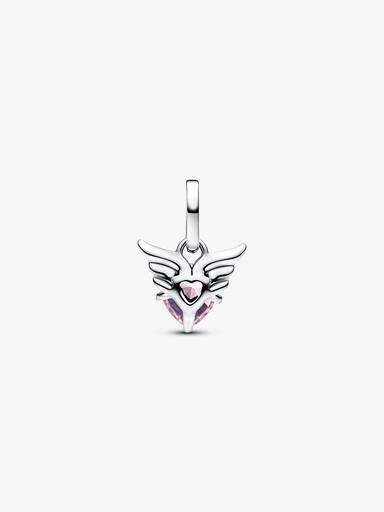 Mini Charm Pendente Coração Rosa com Asas