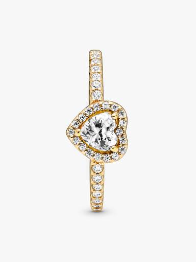 Heart gold ring with clear cubic zirconia