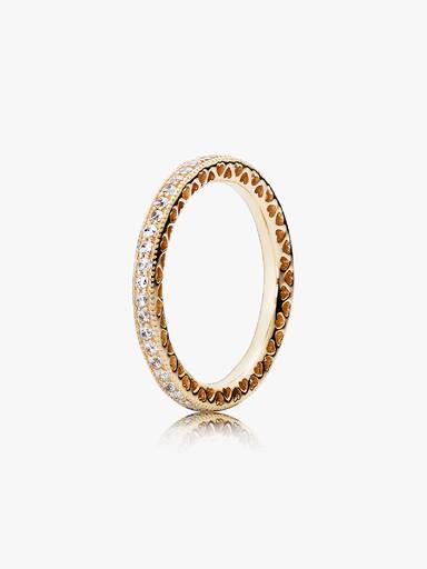 Ring in 14k with clear cubic zirconia