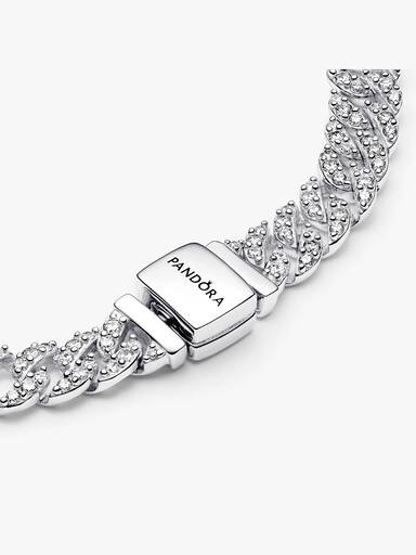 Bracelete Corrente Cubana em Pavé Pandora Timeless