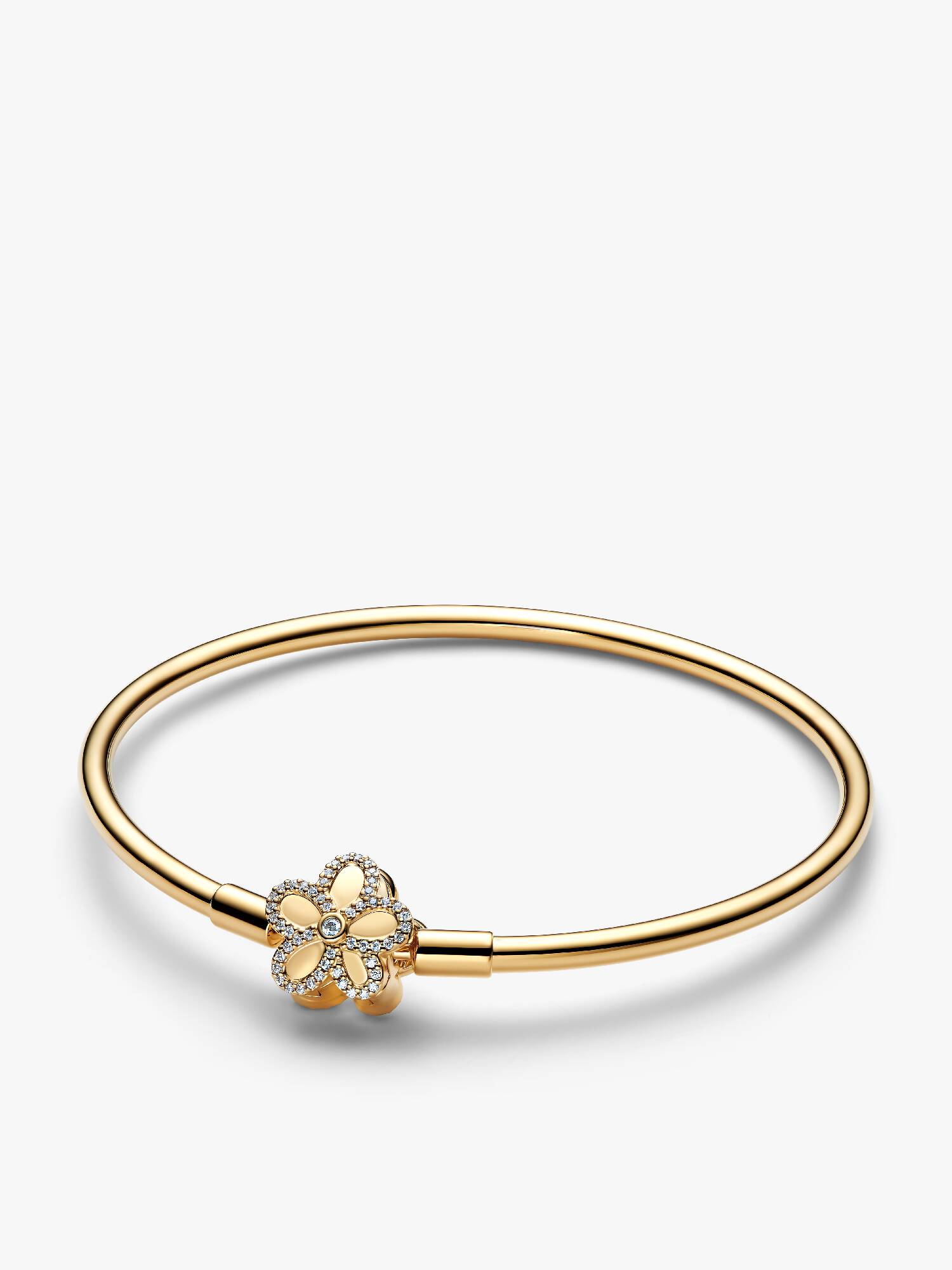 Bracelete Rígido com Fecho de Flor em Pavé