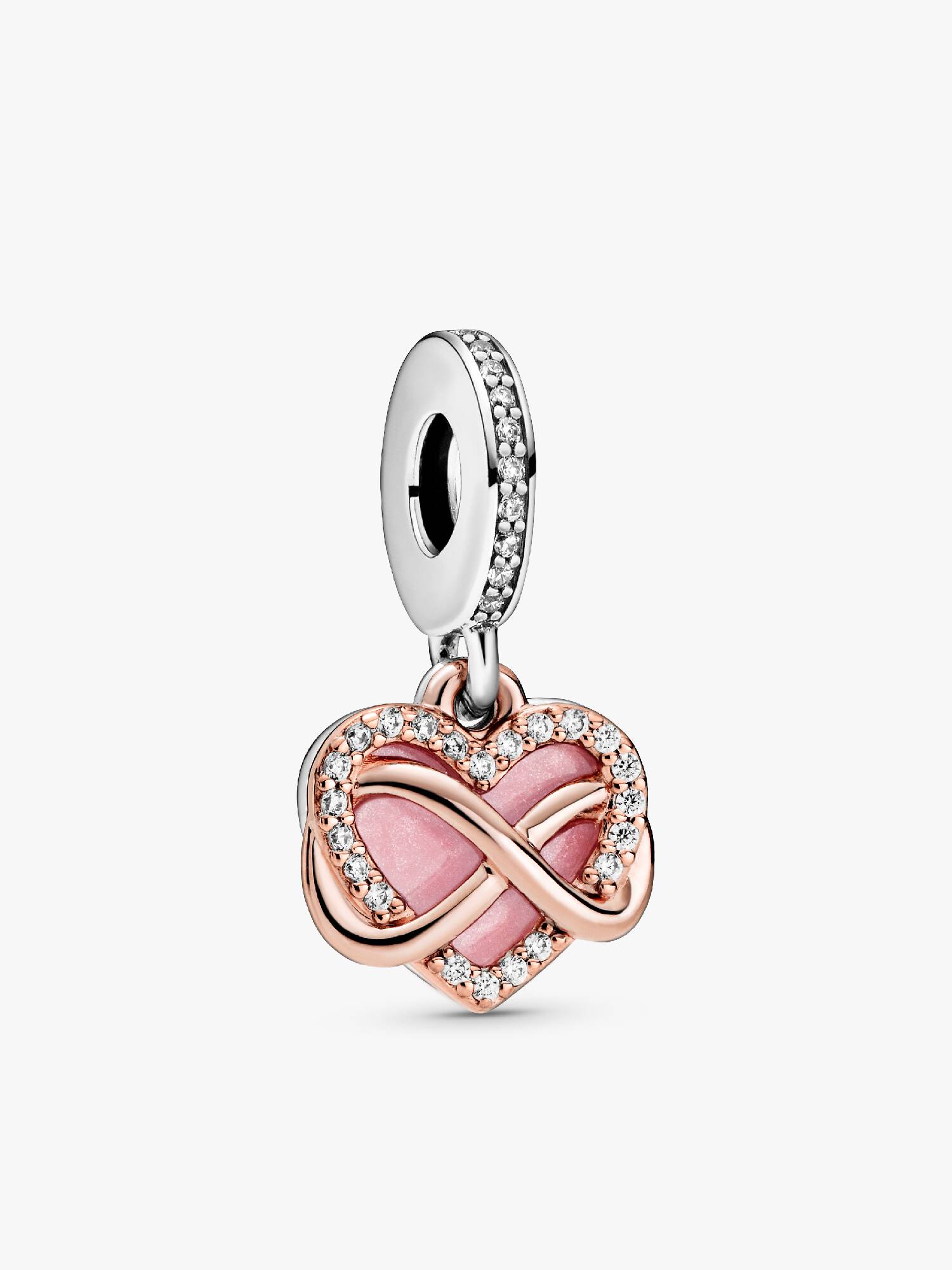 Charm Pendente Brilhante Coração Infinito