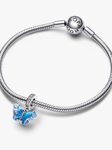 Charm pendente de borboleta em vidro de Murano em degradê azul