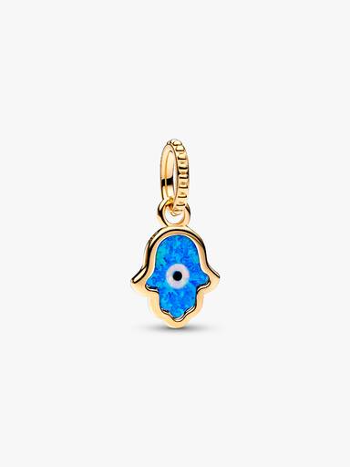 Charm Pendente Mão de Hamsá Azul Opalescente