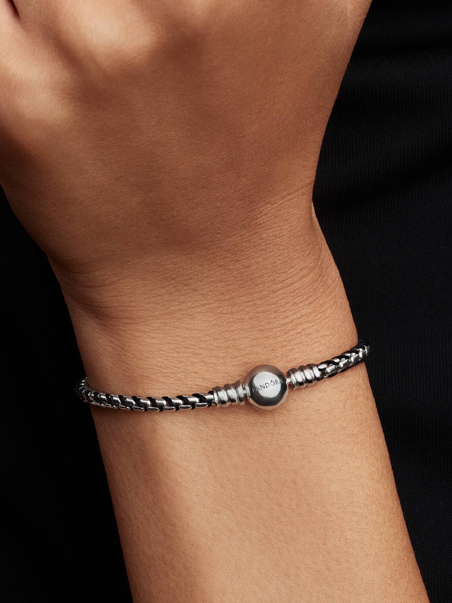 Pulseira Corrente Snake Cordão Preto