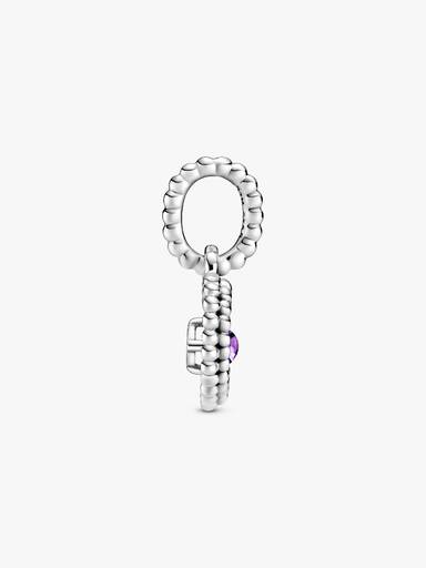 Heart sterling silver dangle with purple crystal