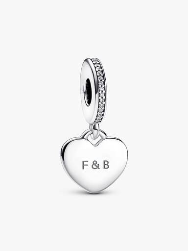 Charm pendente gravável com plaquinha de coração.