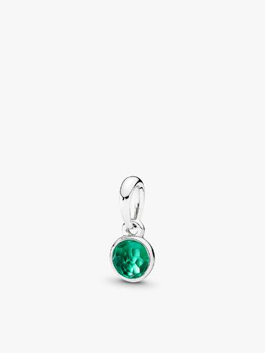 May birthstone silver pendant with royal green crystal