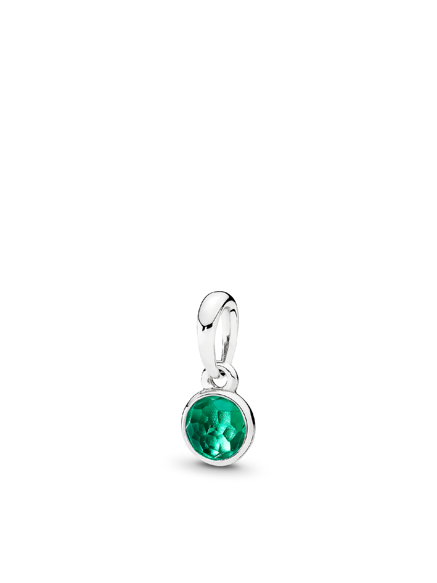May birthstone silver pendant with royal green crystal