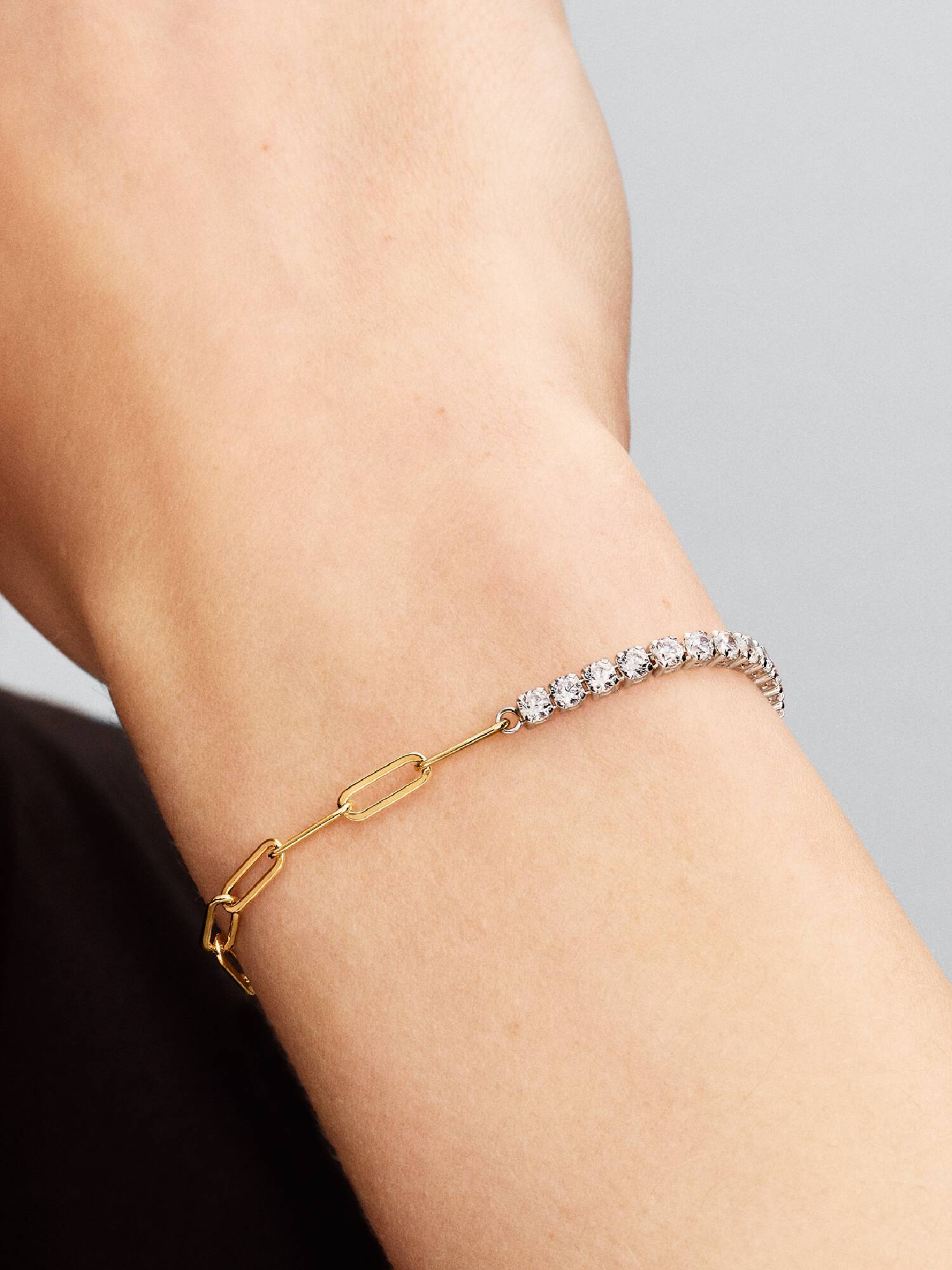 Pulseira de Elos e Riviera Dois Tons
