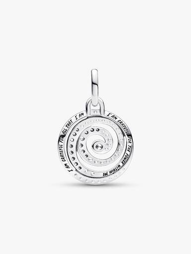 Charm Medalhão Espiral com Zircônias Cúbicas Transparentes
