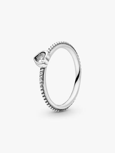 Heart silver ring with cubic zirconia