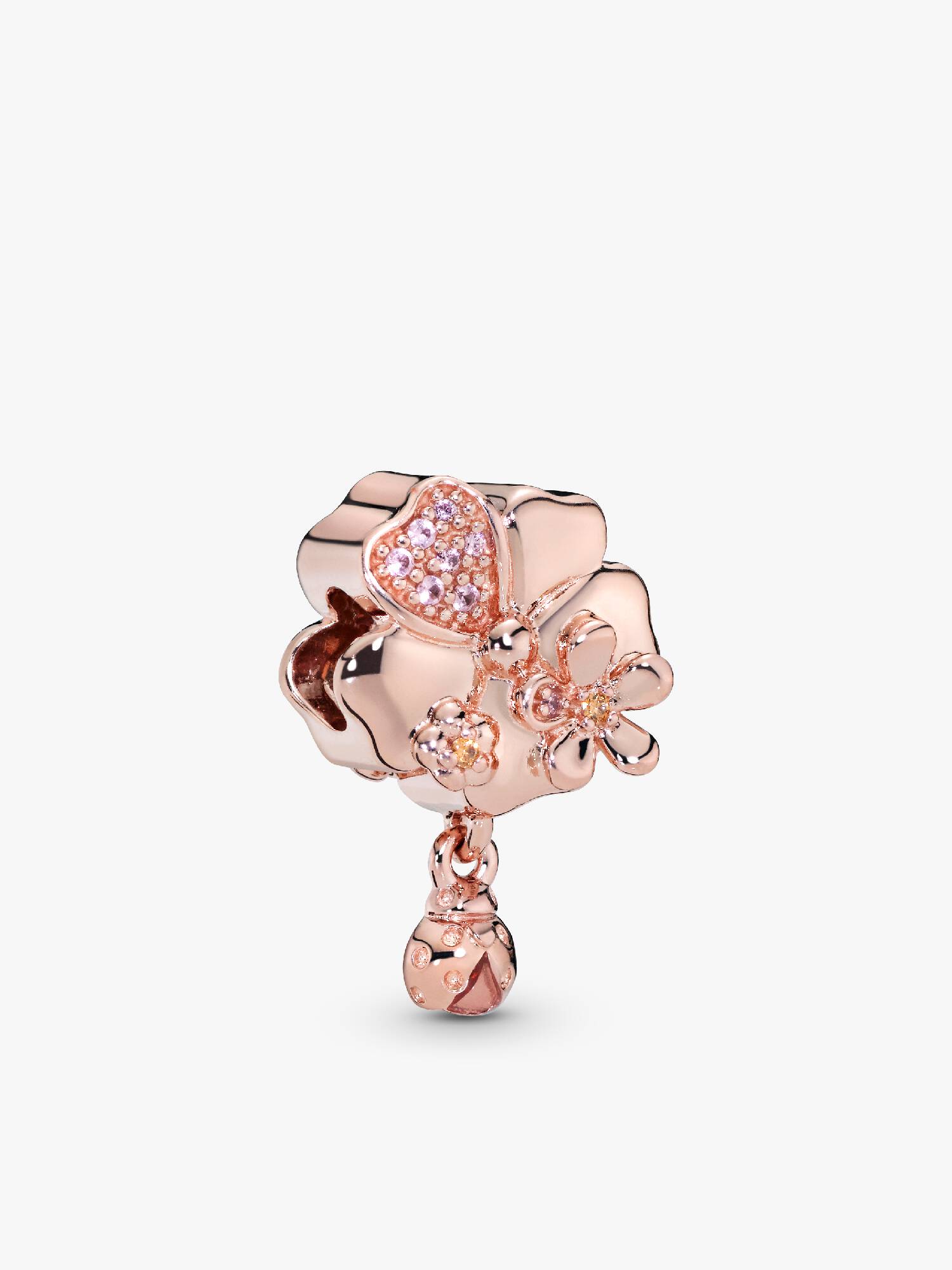 Pavê Flor e Ladybird Charm Pendente