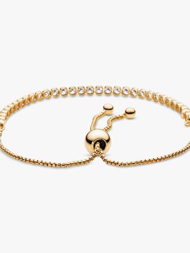 14k Gold-plated bracelet with clear cubic zirconia