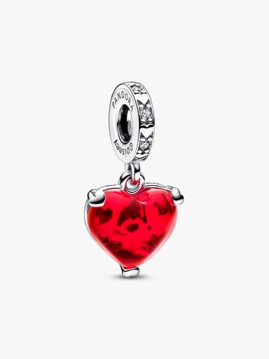 Charm Pendente de Cristal Murano Vermelho Beijo do Mickey e da Minnie