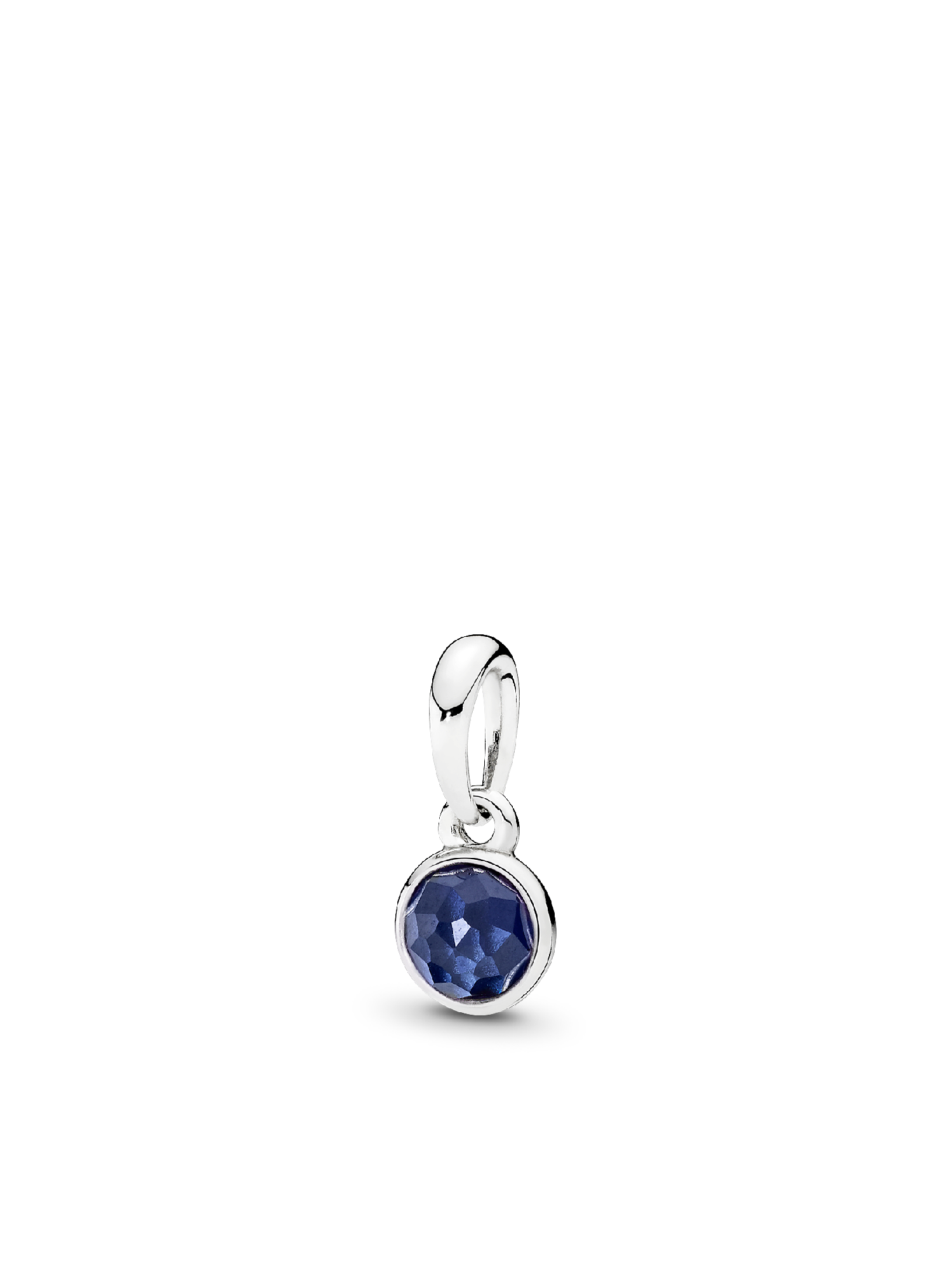 September birthstone silver pendant with synthetic sapphire