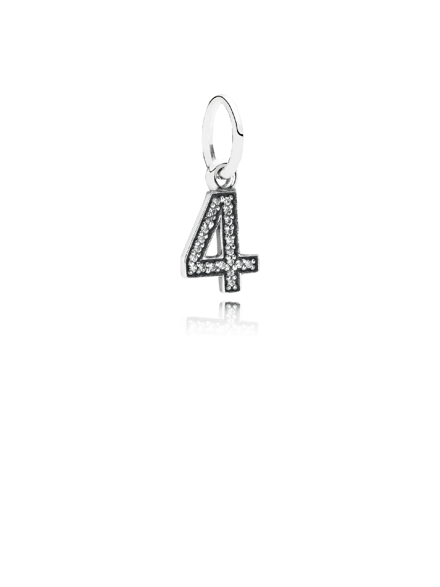 Número 4 Charm Pendente, Zircônia Cúbica Transparente