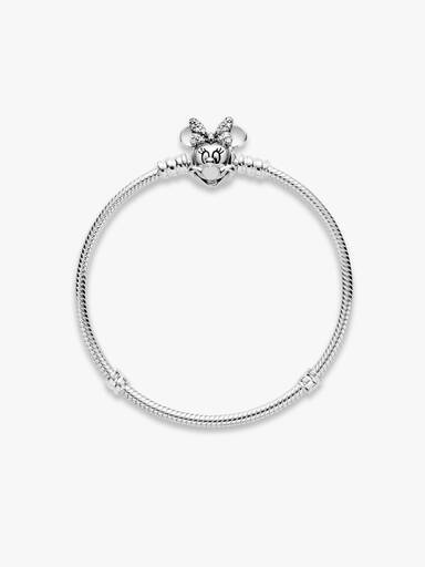Pulseira Corrente Snake com Fecho da Minnie em Pavé