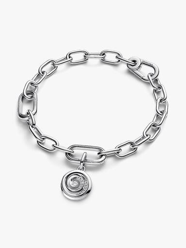 Charm Medalhão Espiral com Zircônias Cúbicas Transparentes