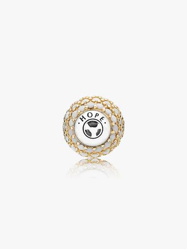 HOPE Charm, ouro 14k e Opaque Branco Cristal