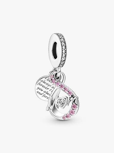 Charm Pendente Duplo Mamá e Infinito com Pavê
