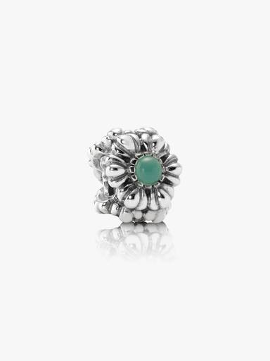 Birthstone flower May silver charm with chrysoprase