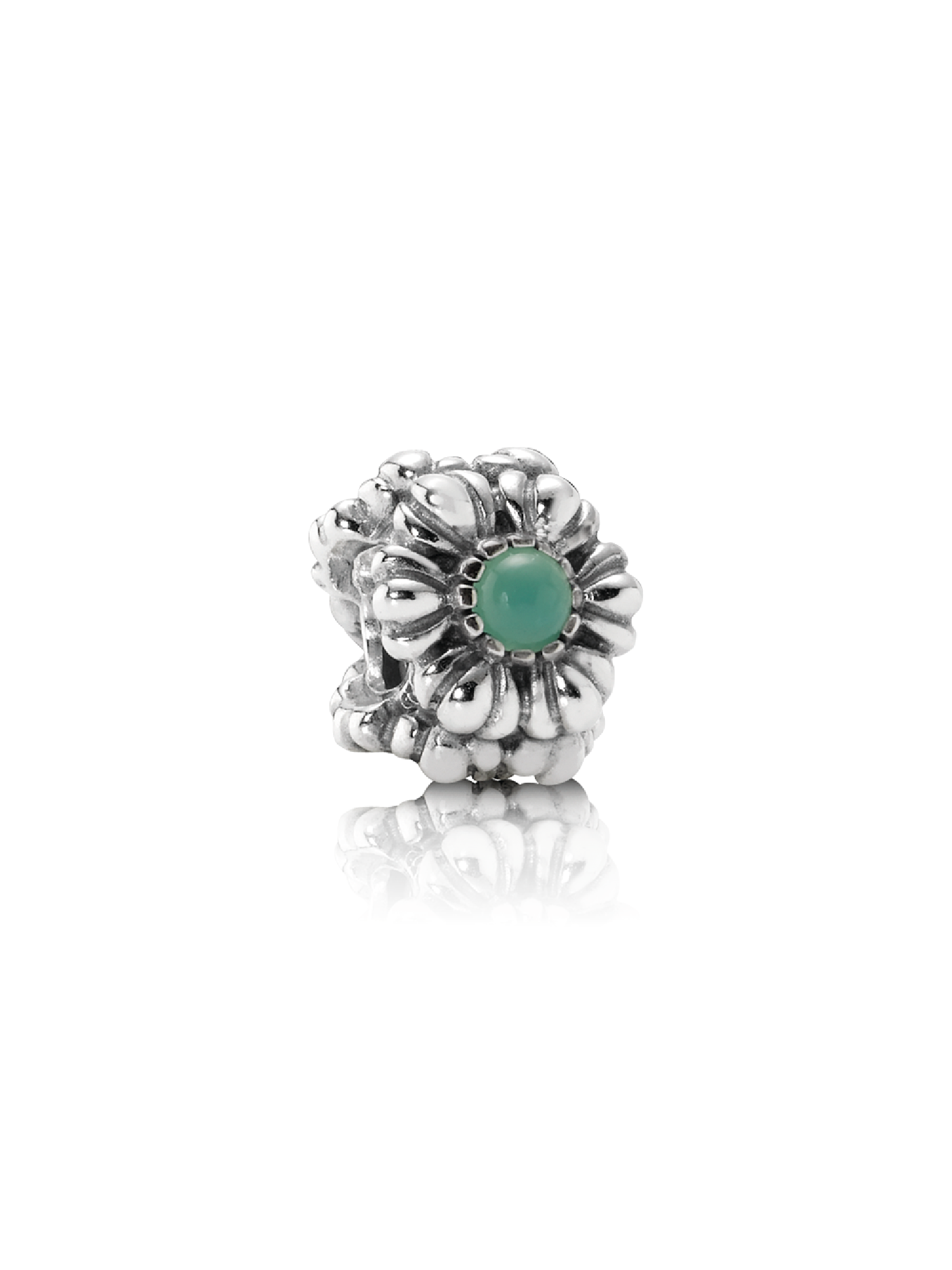 Birthstone flower May silver charm with chrysoprase