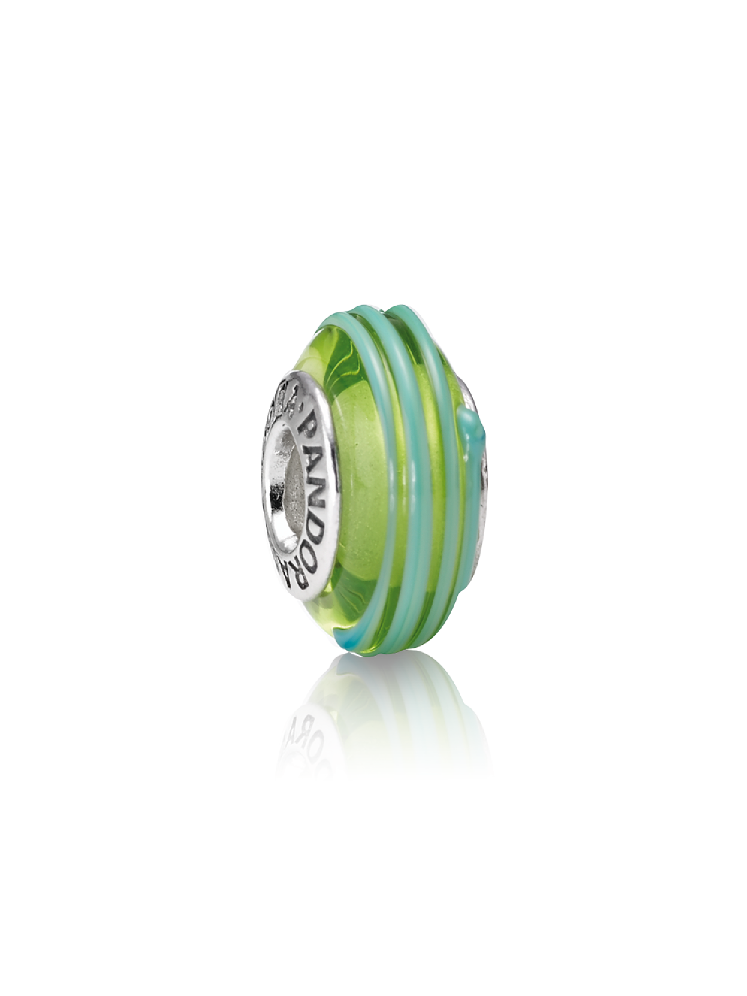 Abstract silver charm with green murano glass