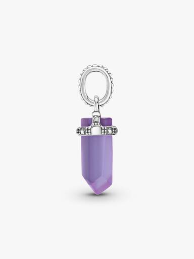 Stone amulet sterling silver pendant with royal purple crystal