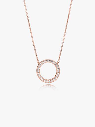 PANDORA logo reversible collier in PANDORA Rose with clear cubic zirconia and rose gold plated silver necklace