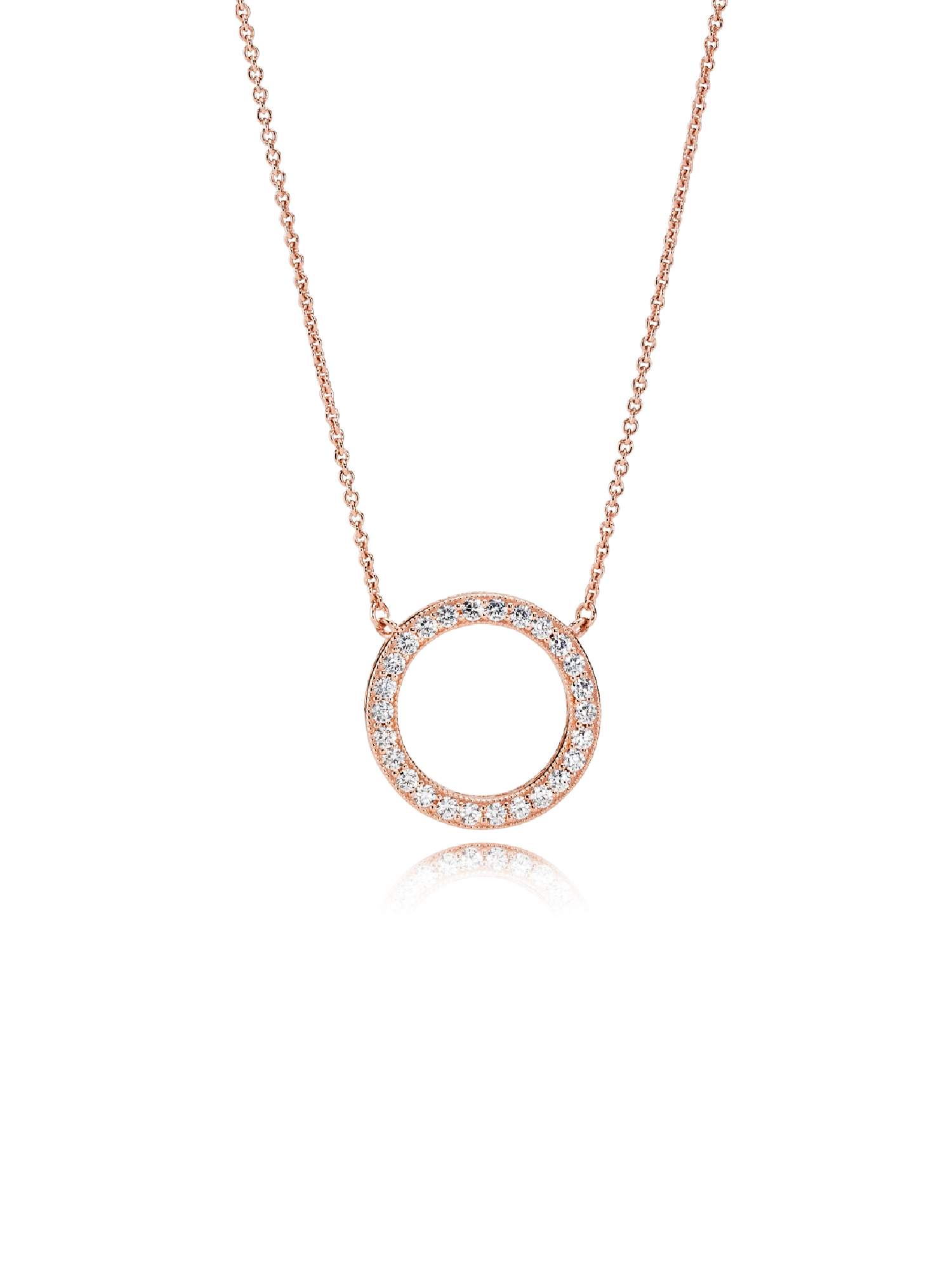 PANDORA logo reversible collier in PANDORA Rose with clear cubic zirconia and rose gold plated silver necklace