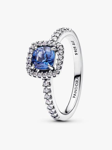 Anel Halo Azul Quadrado Brilhante