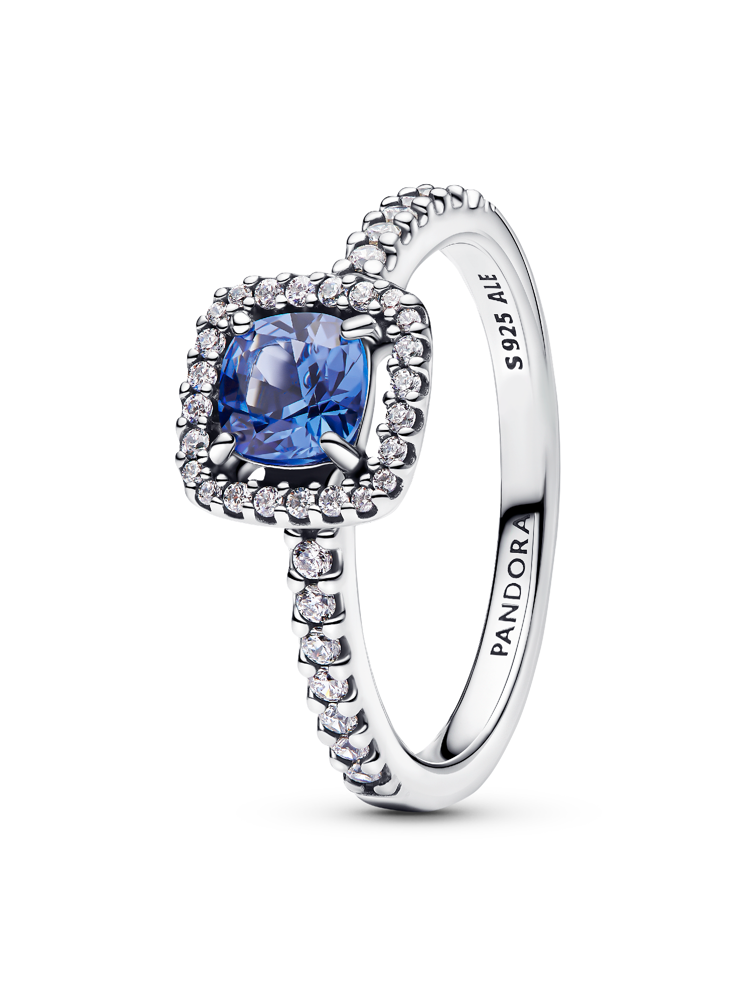 Anel Halo Azul Quadrado Brilhante